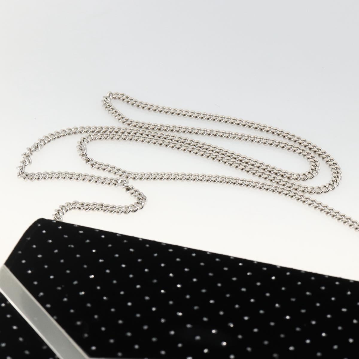 Jimmy Choo Chain Shoulder Bag Velor Black Silver Auth BA12020A