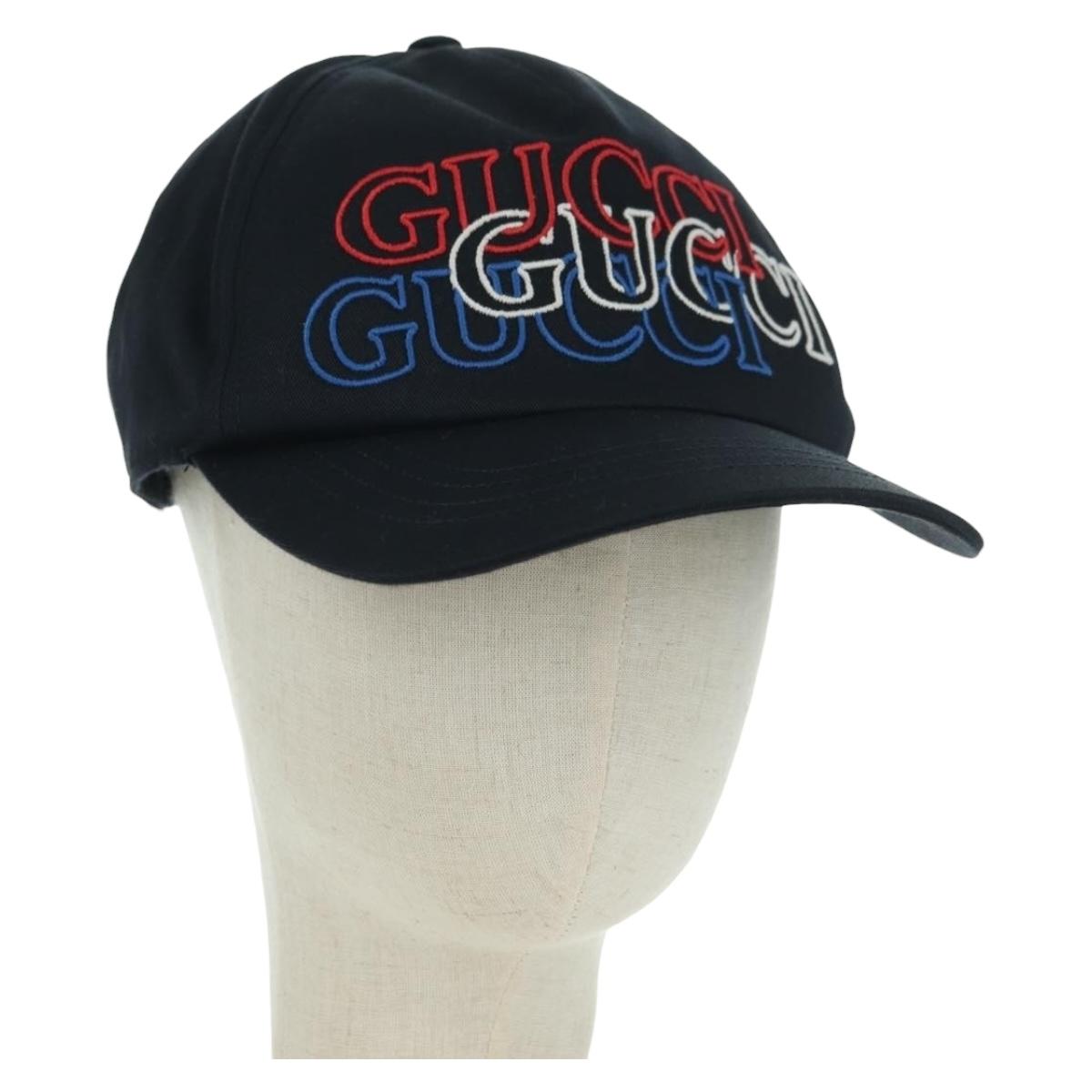 GUCCI Cap Canvas Black Auth BA12038A