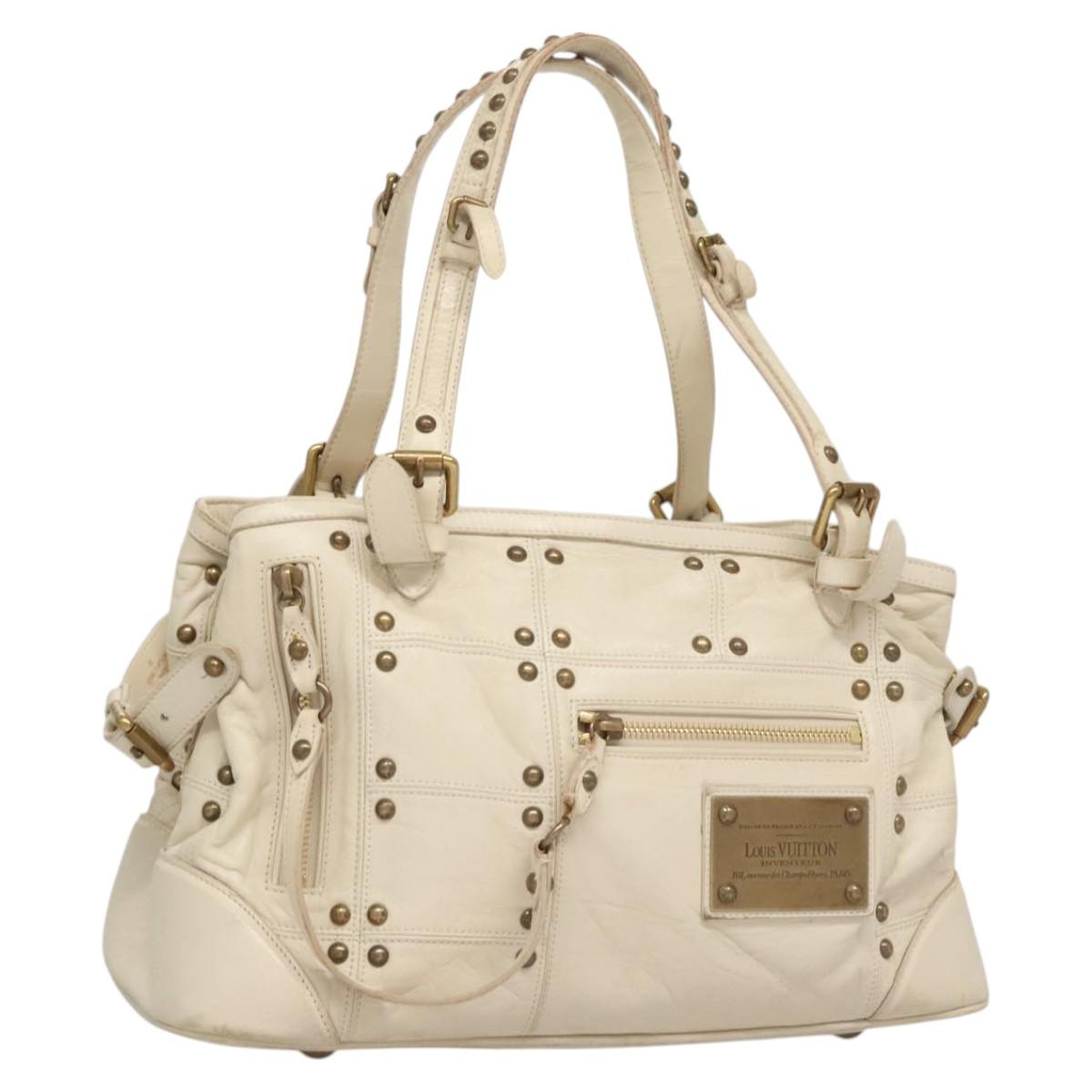 LOUIS VUITTON Rivette Hand Bag Leather White Ecru M95345 LV Auth BA1206