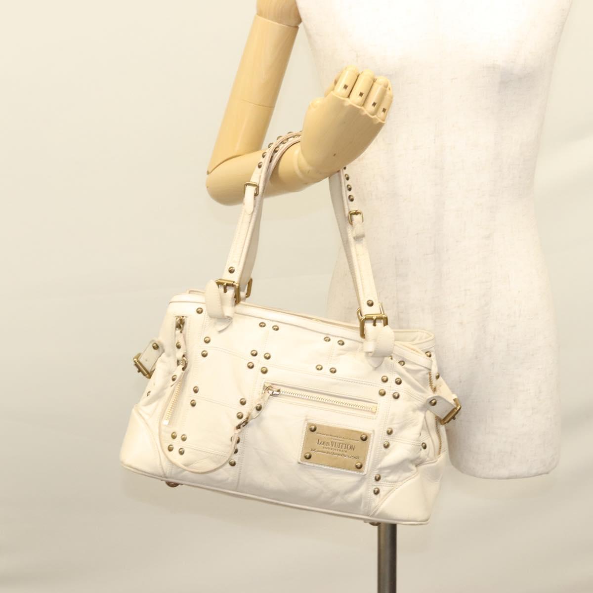LOUIS VUITTON Rivette Hand Bag Leather White Ecru M95345 LV Auth BA1206
