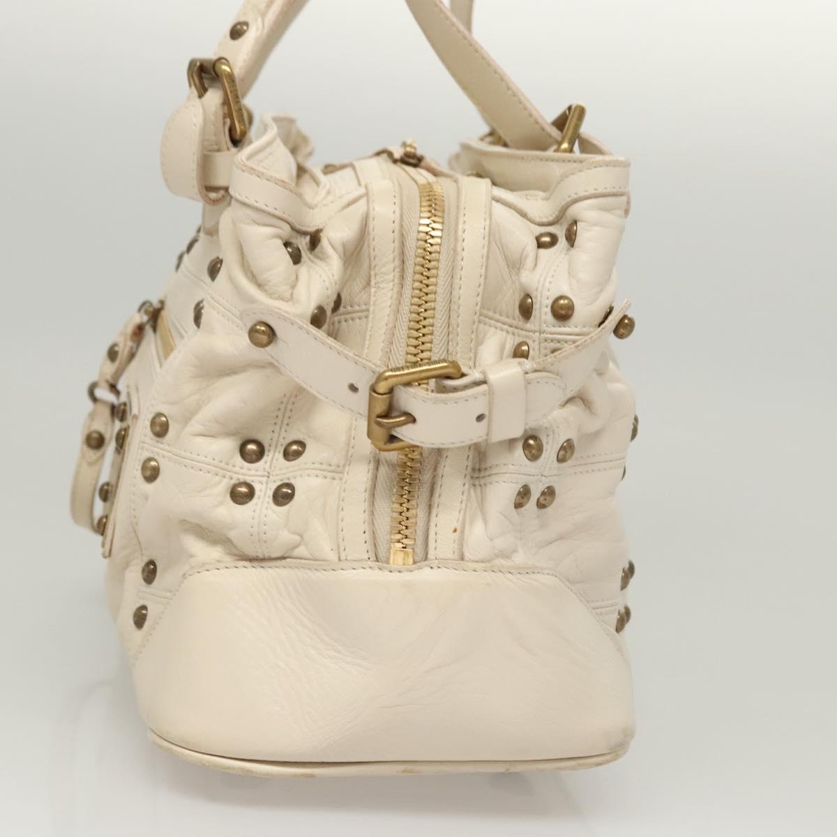 LOUIS VUITTON Rivette Hand Bag Leather White Ecru M95345 LV Auth BA1206