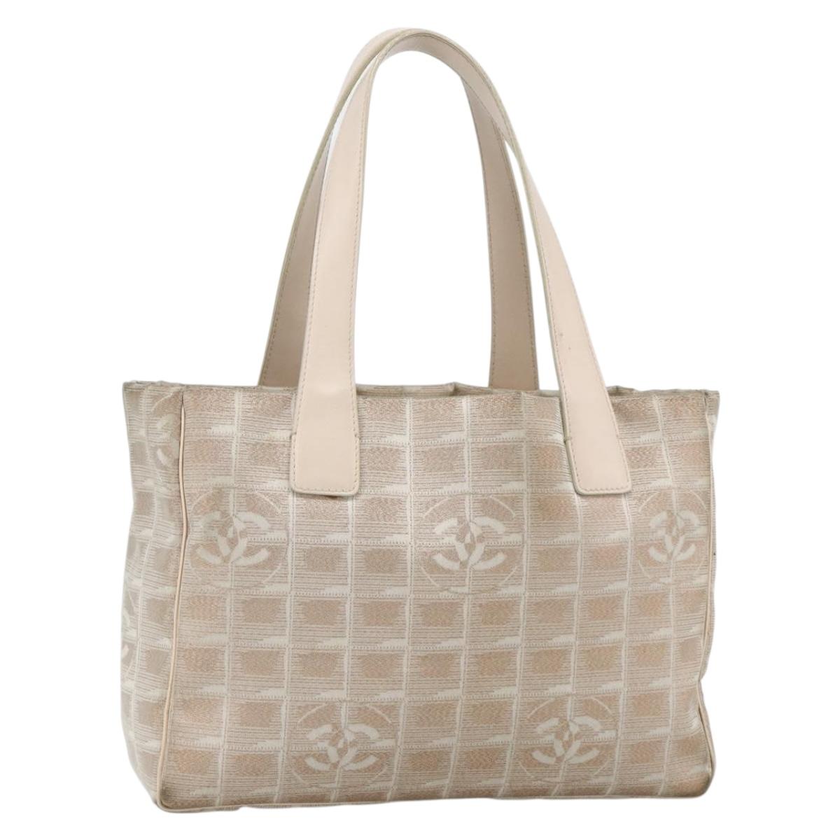 CHANEL New Travel line Tote Bag Nylon Pink Silver CC Auth BA12064A