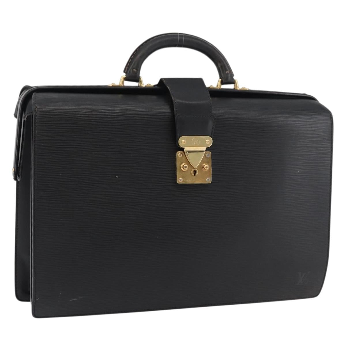 LOUIS VUITTON Epi Serviette Fermoir Business Bag Black M54352 LV Auth BA12065