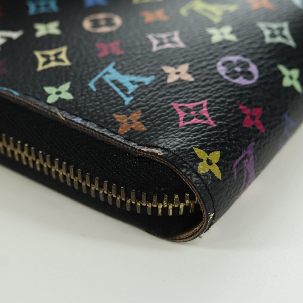 LOUIS VUITTON Monogram Multicolor Zippy Wallet Black M60243 LV Auth BA12070V