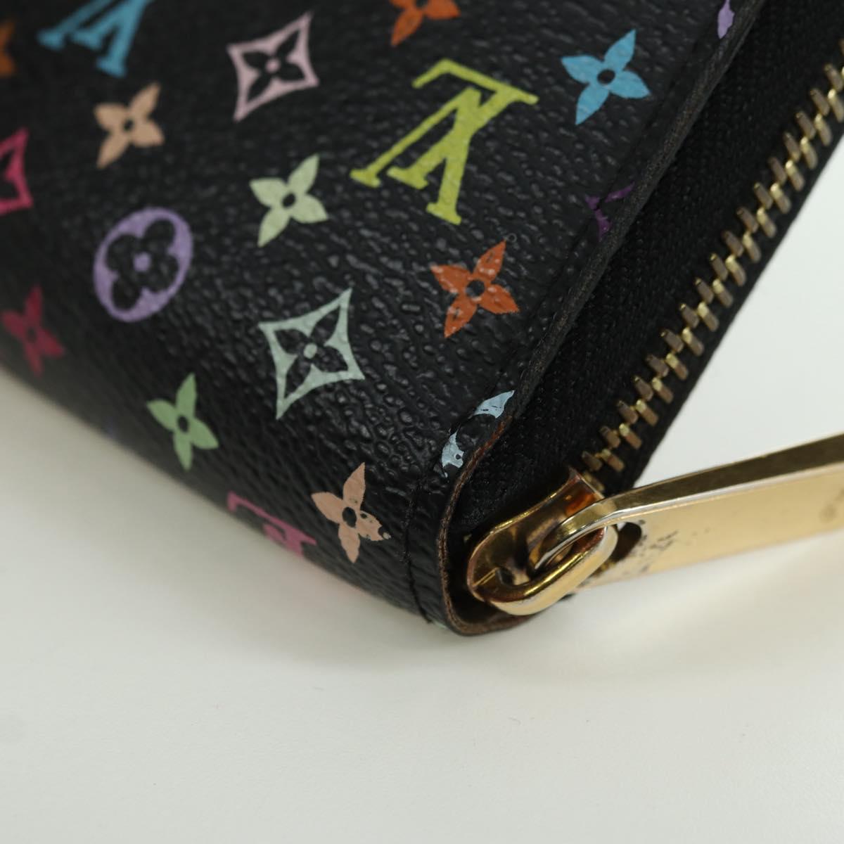 LOUIS VUITTON Monogram Multicolor Zippy Wallet Black M60243 LV Auth BA12070V