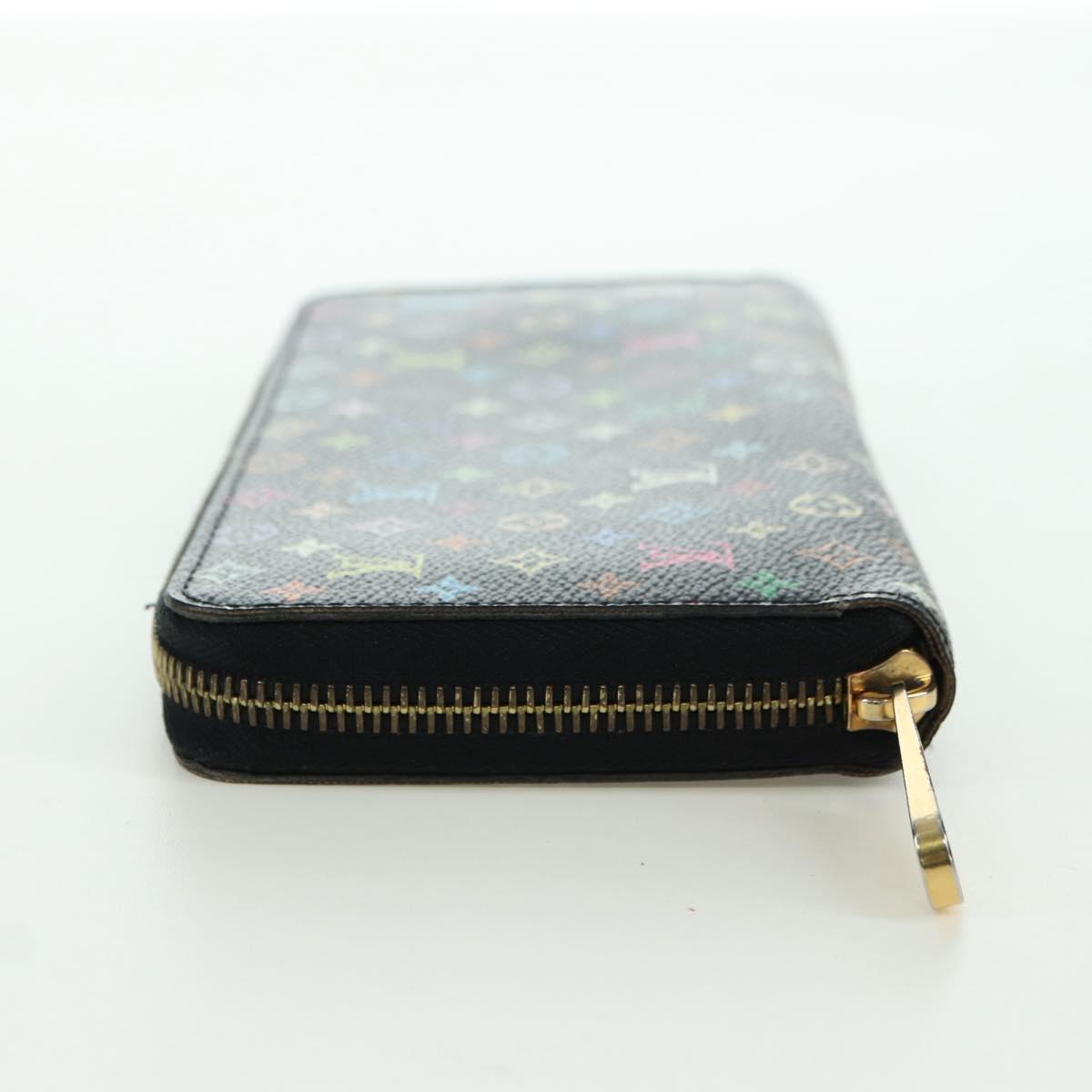 LOUIS VUITTON Monogram Multicolor Zippy Wallet Black M60243 LV Auth BA12070V