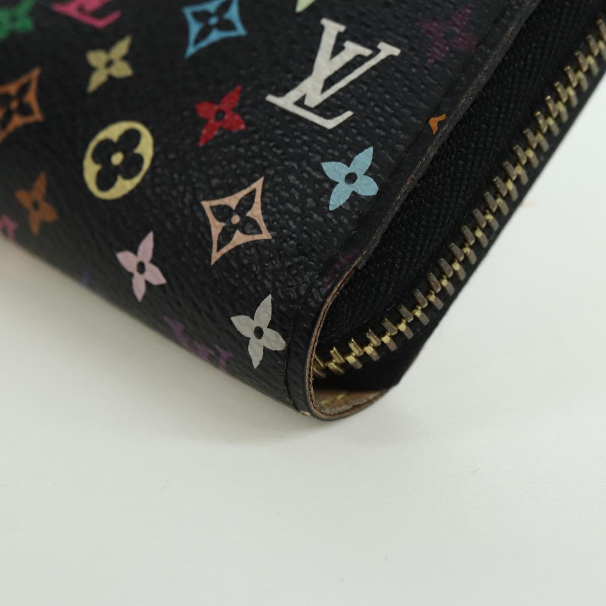 LOUIS VUITTON Monogram Multicolor Zippy Wallet Black M60243 LV Auth BA12070V
