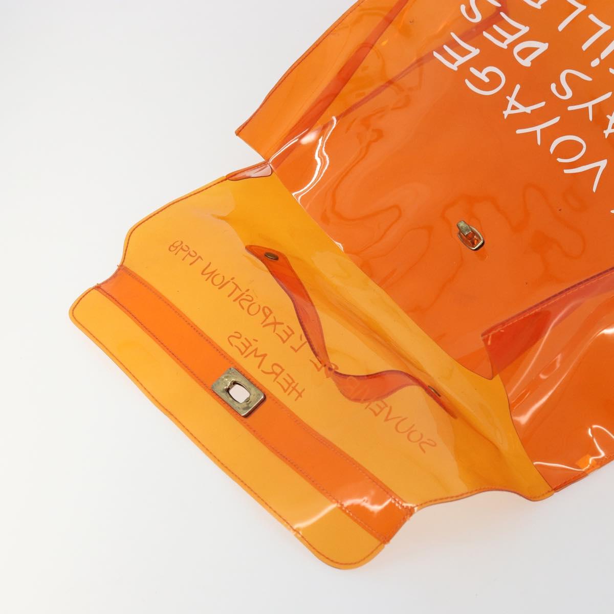 HERMES Vinyl Kelly Hand Bag Vinyl Orange Auth BA12081A