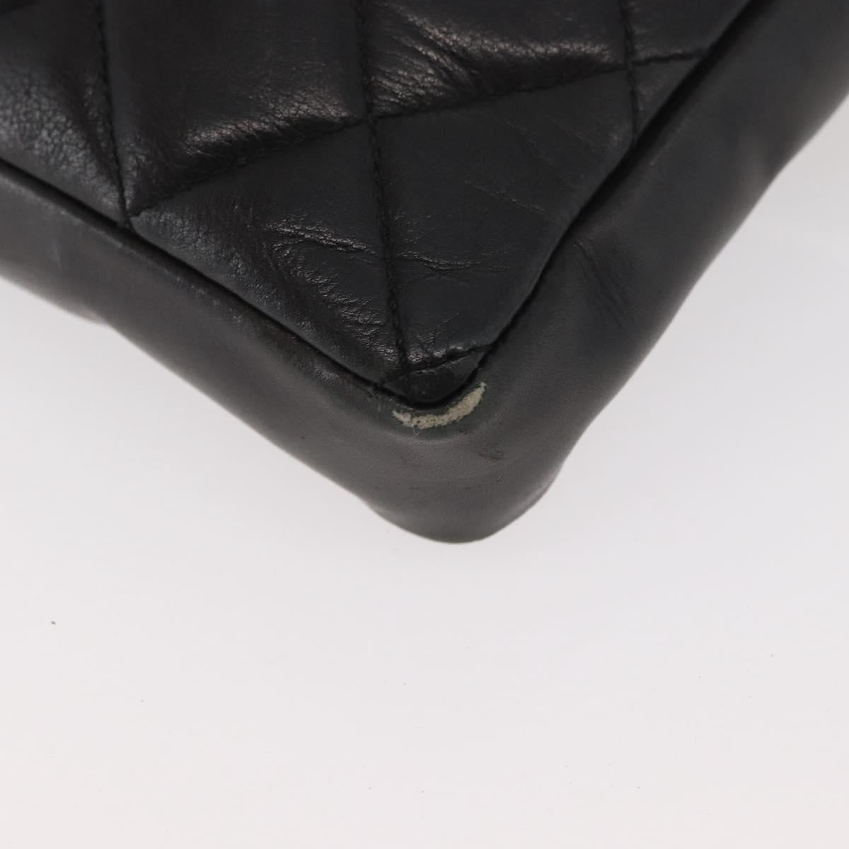 CHANEL Matelasse Chain Waist bag Lamb Skin Black Gold CC Auth BA12100