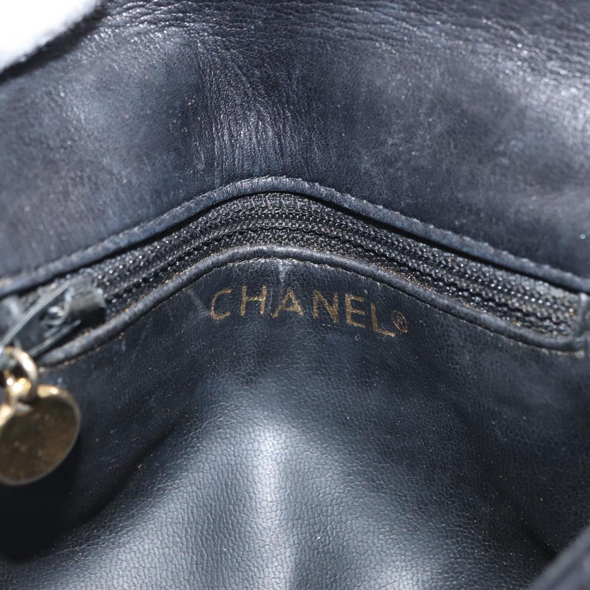 CHANEL Matelasse Chain Waist bag Lamb Skin Black Gold CC Auth BA12100