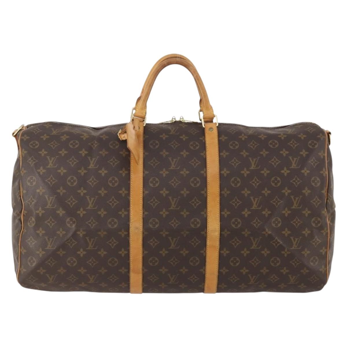 LOUIS VUITTON Monogram Keepall Bandouliere 60 Boston Bag M41412 LV Auth BA12107