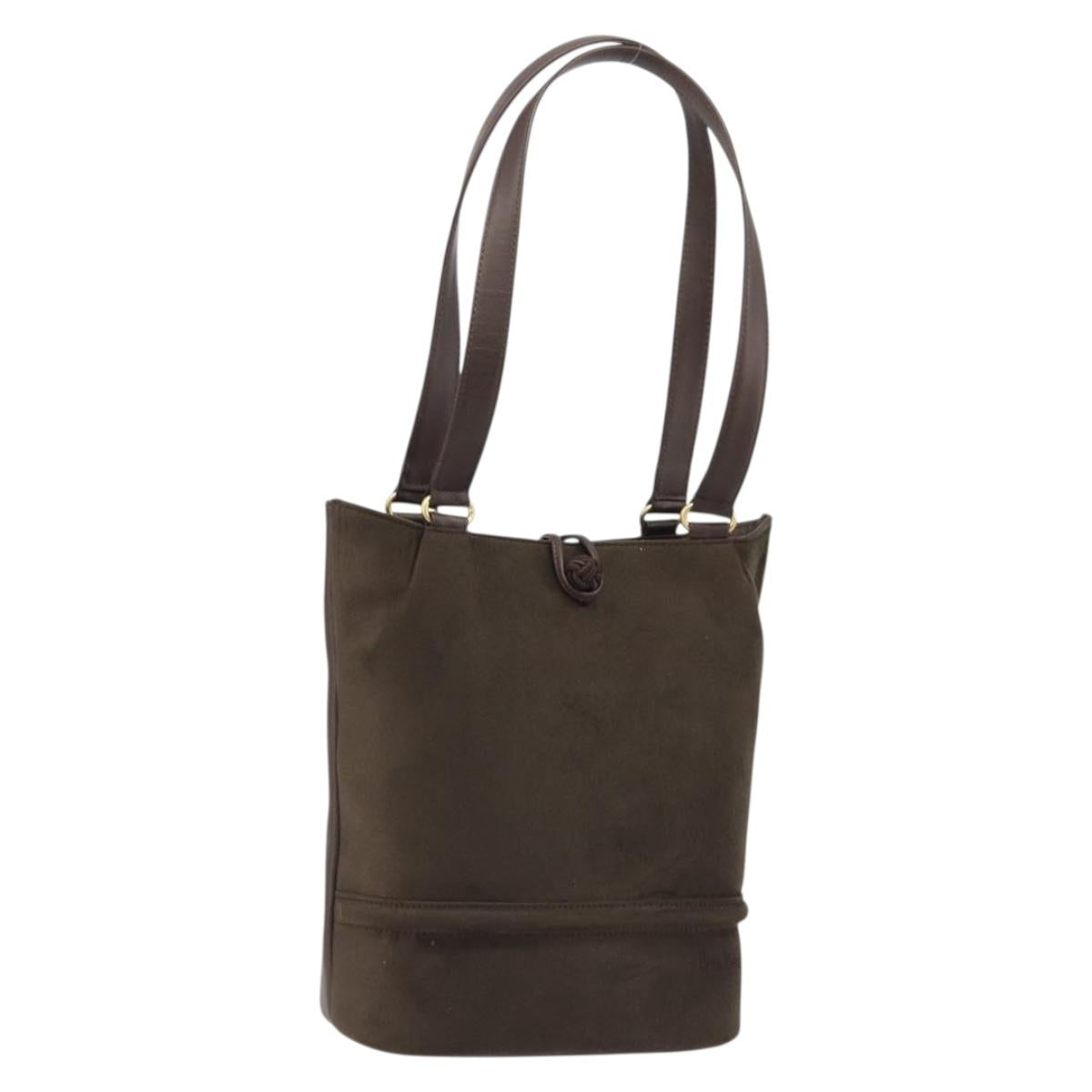 Burberrys Tote Bag Leather Brown Gold Auth BA12130A