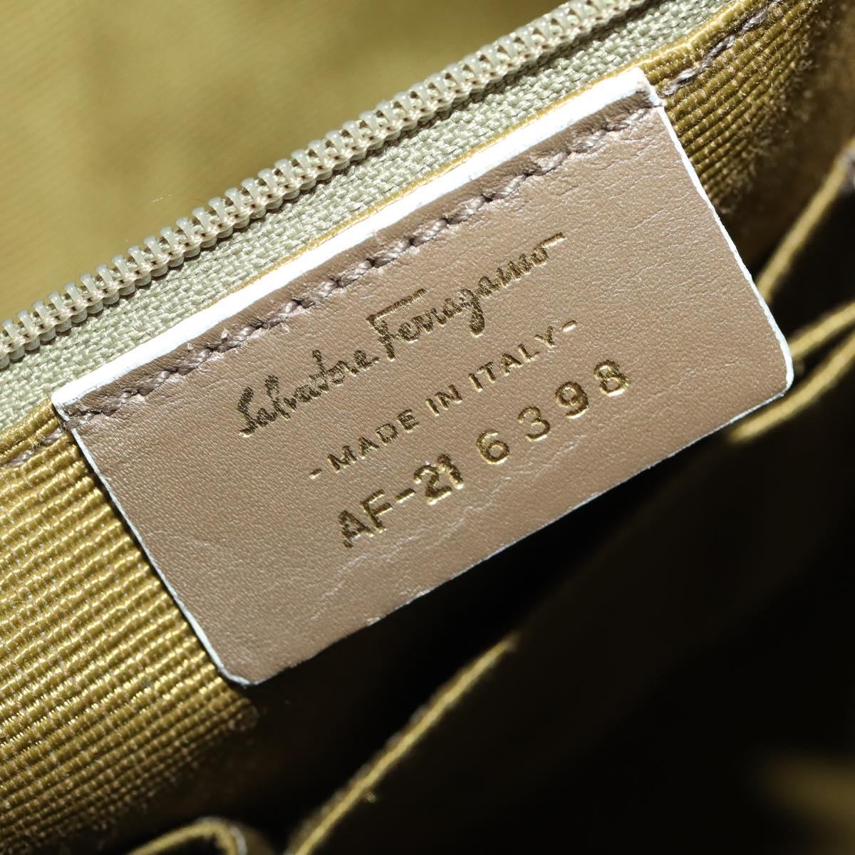 Salvatore Ferragamo Tote Bag Canvas 2way Beige Gold Auth BA12135