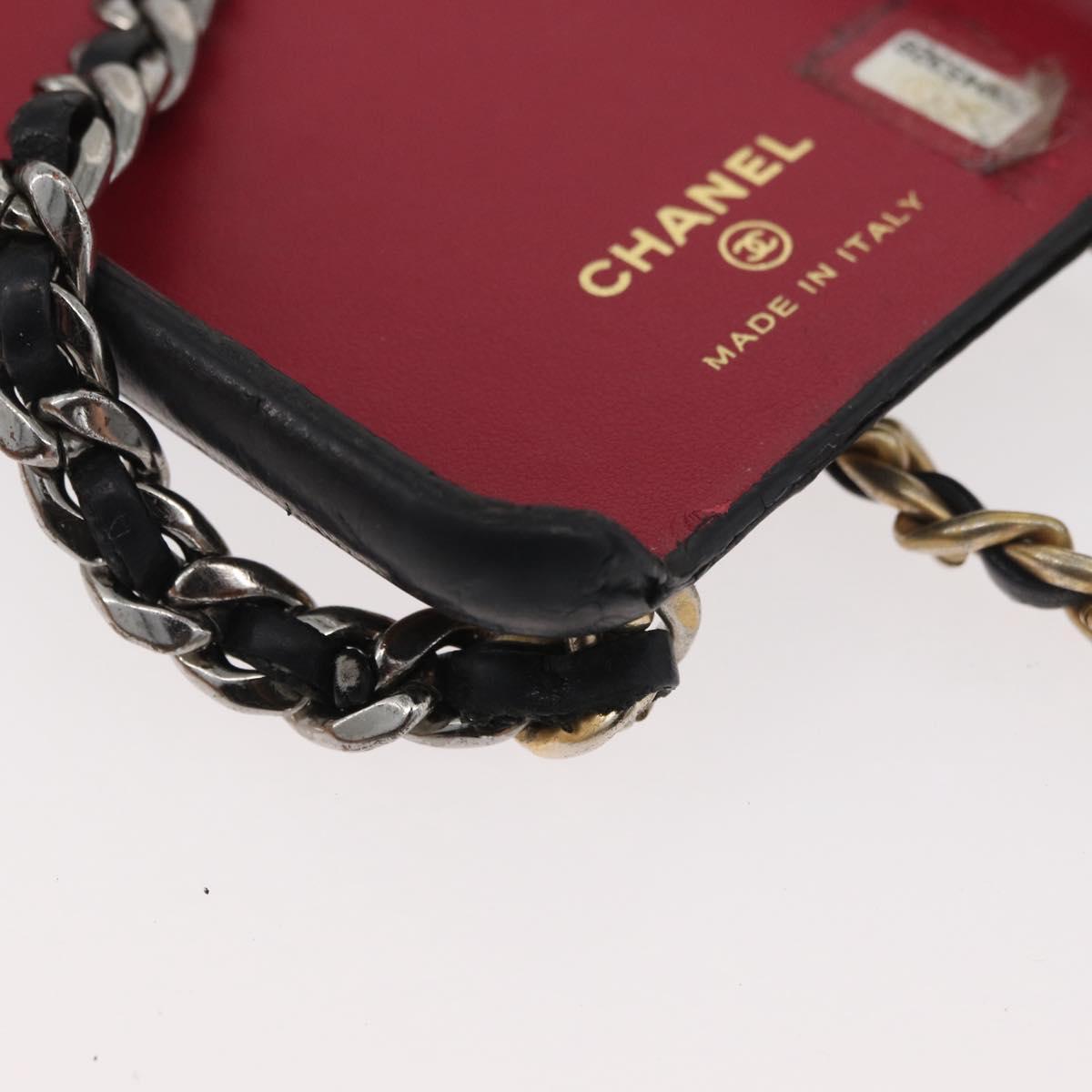 CHANEL Matelasse Chain iPhone Case Bag Lamb Skin Black Gold CC Auth BA12149A