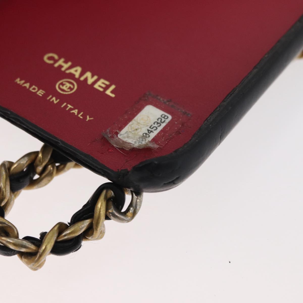 CHANEL Matelasse Chain iPhone Case Bag Lamb Skin Black Gold CC Auth BA12149A