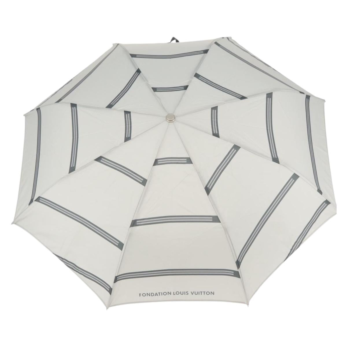 LOUIS VUITTON Fondation Folding Umbrella Nylon Gray LV Auth BA12155A