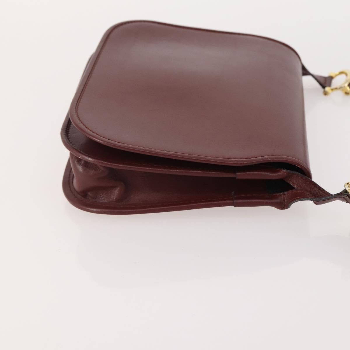CARTIER Shoulder Bag Leather 2 Set Bordeaux Auth BA12166