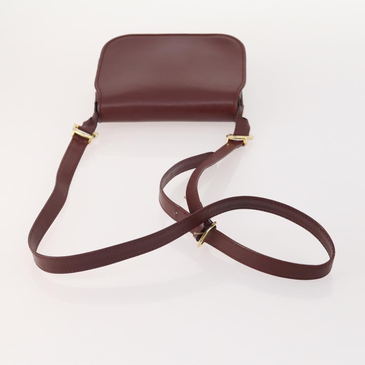 CARTIER Shoulder Bag Leather 2 Set Bordeaux Auth BA12166