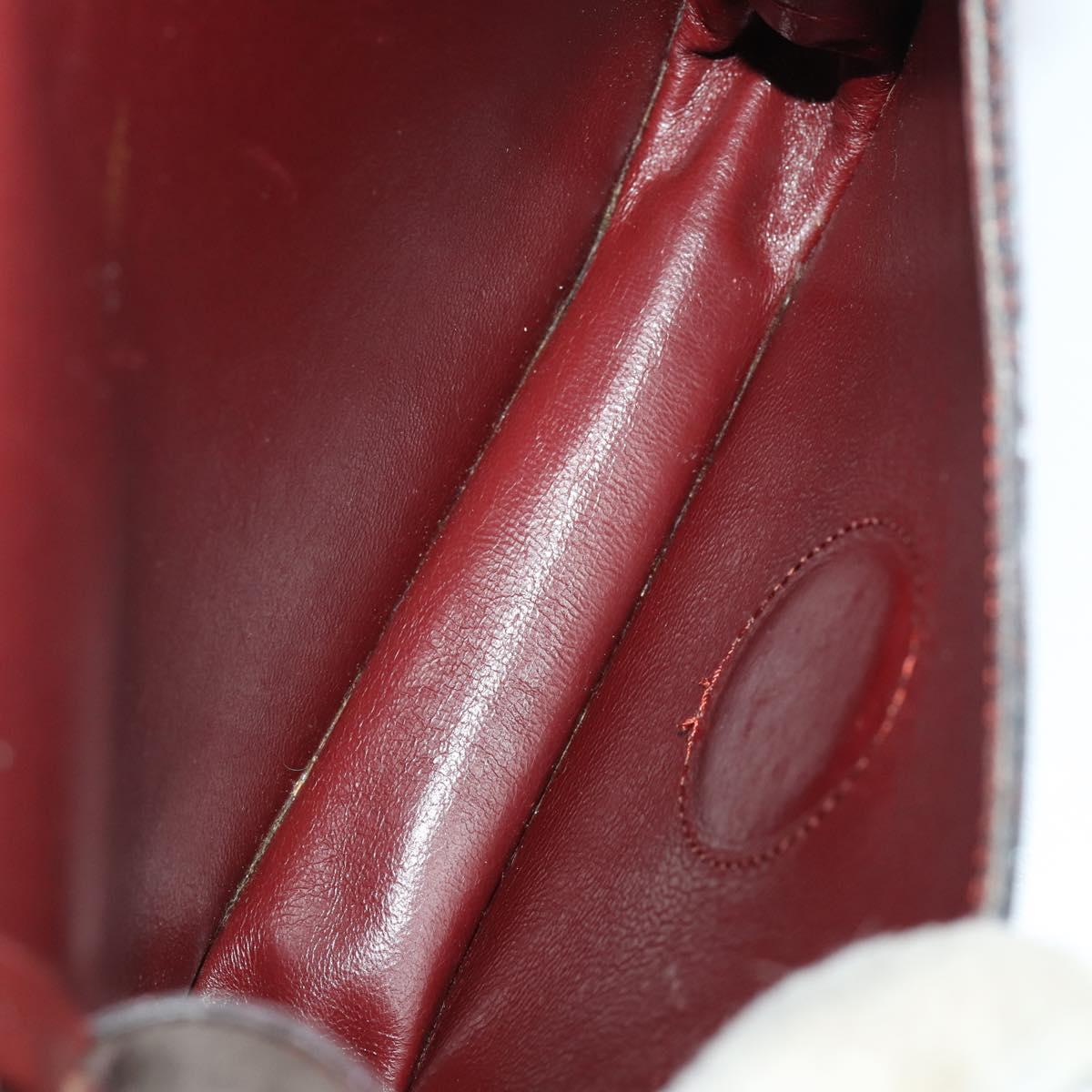 CARTIER Shoulder Bag Leather 2 Set Bordeaux Auth BA12166