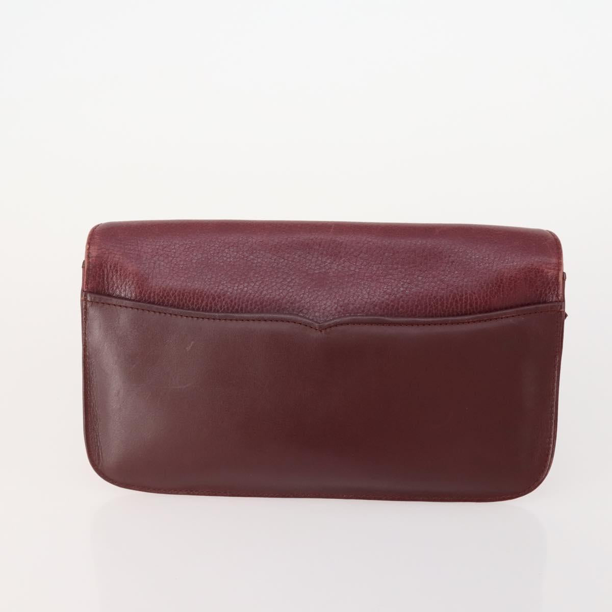 CARTIER Shoulder Bag Leather 2 Set Bordeaux Auth BA12166