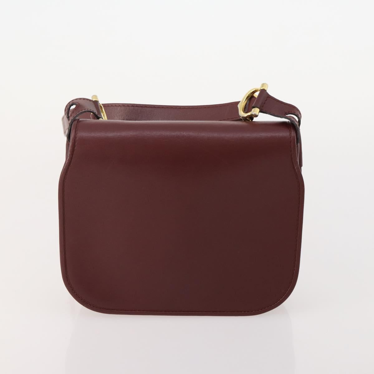CARTIER Shoulder Bag Leather 2 Set Bordeaux Auth BA12166