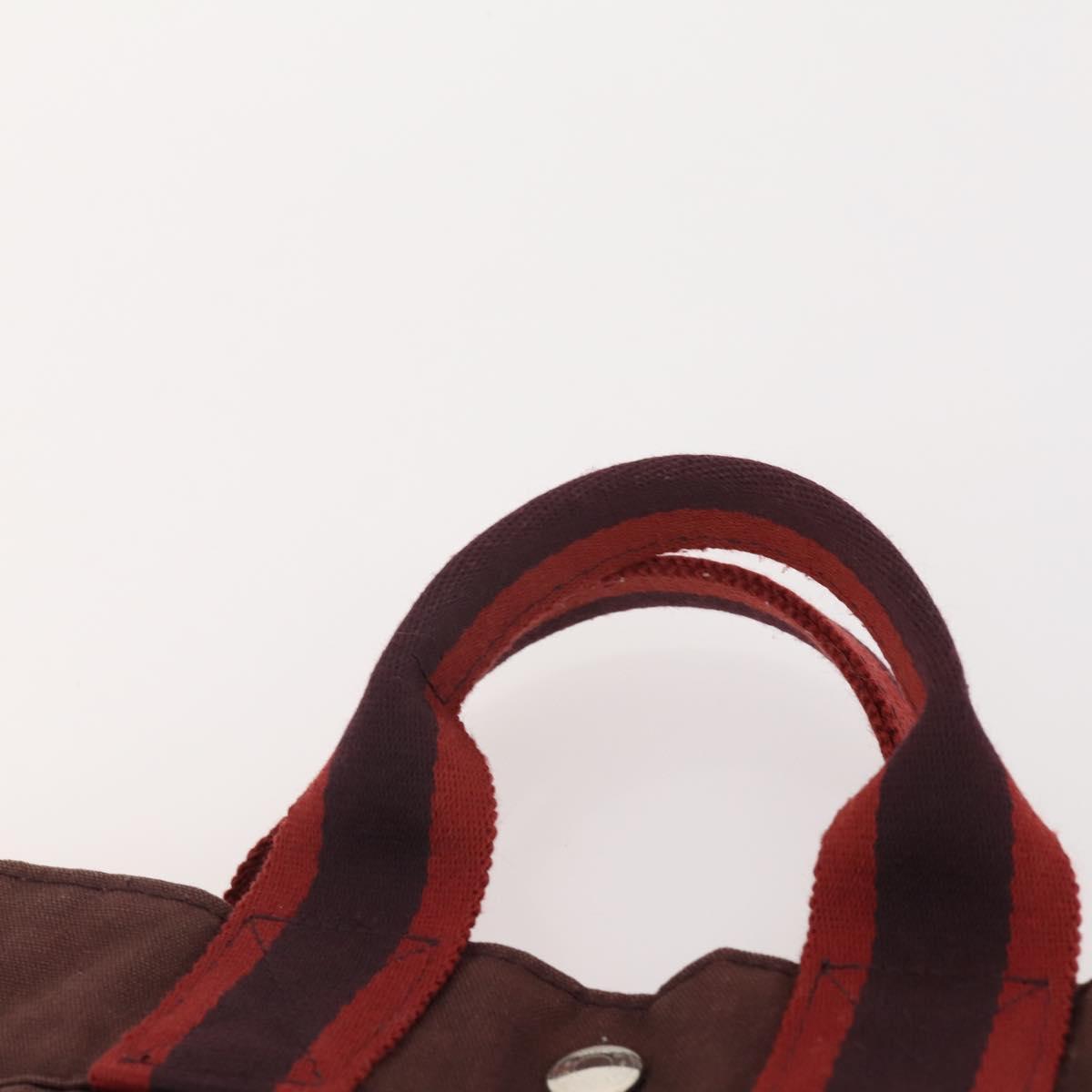 HERMES Fourre Tout PM Hand Bag Canvas 2 Set Gray Bordeaux Auth BA12167
