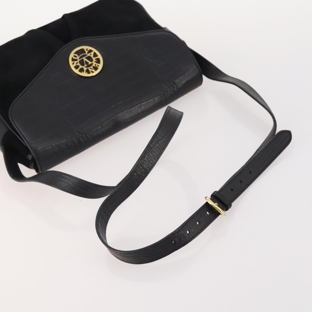 VALENTINO Shoulder Bag Nylon Suede Leather 2 Set Black Navy Auth BA12172