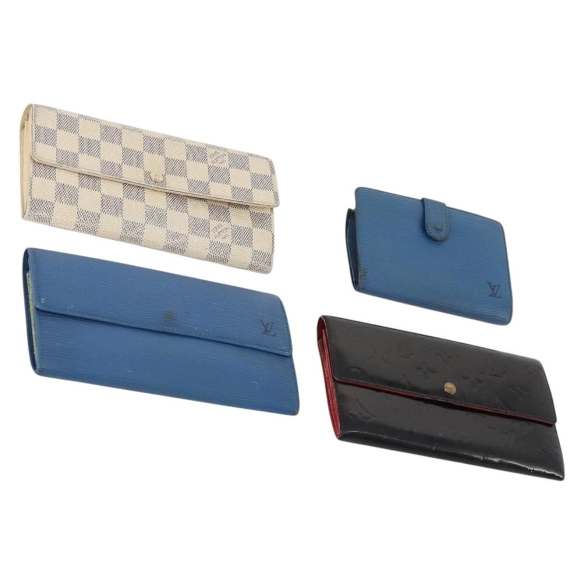 LOUIS VUITTON Monogram Vernis Azur Epi Wallet 4 Set Blue LV Auth BA12177