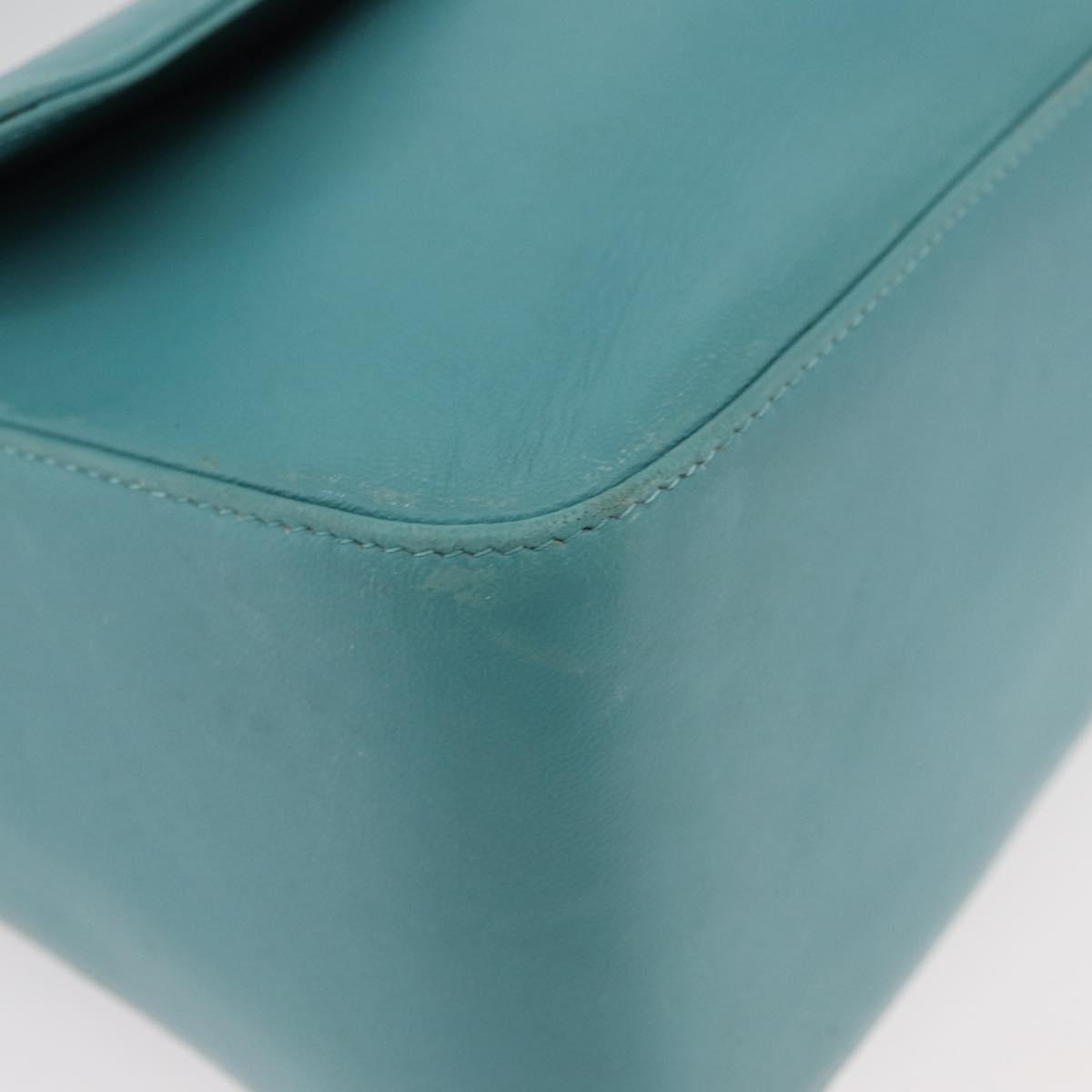BALLY Hand Bag Leather Turquoise Blue Silver Auth BA12211A