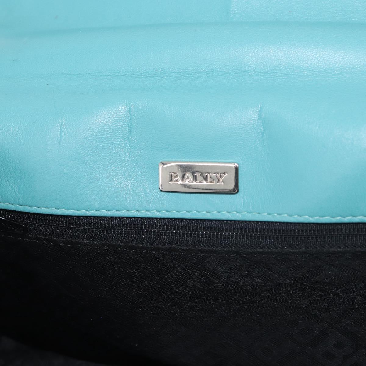 BALLY Hand Bag Leather Turquoise Blue Silver Auth BA12211A