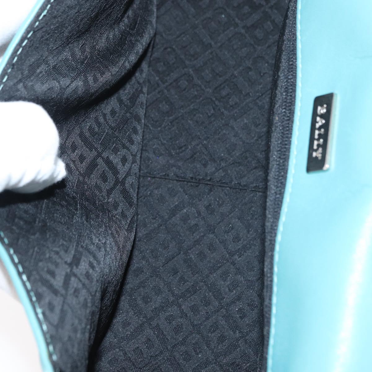BALLY Hand Bag Leather Turquoise Blue Silver Auth BA12211A