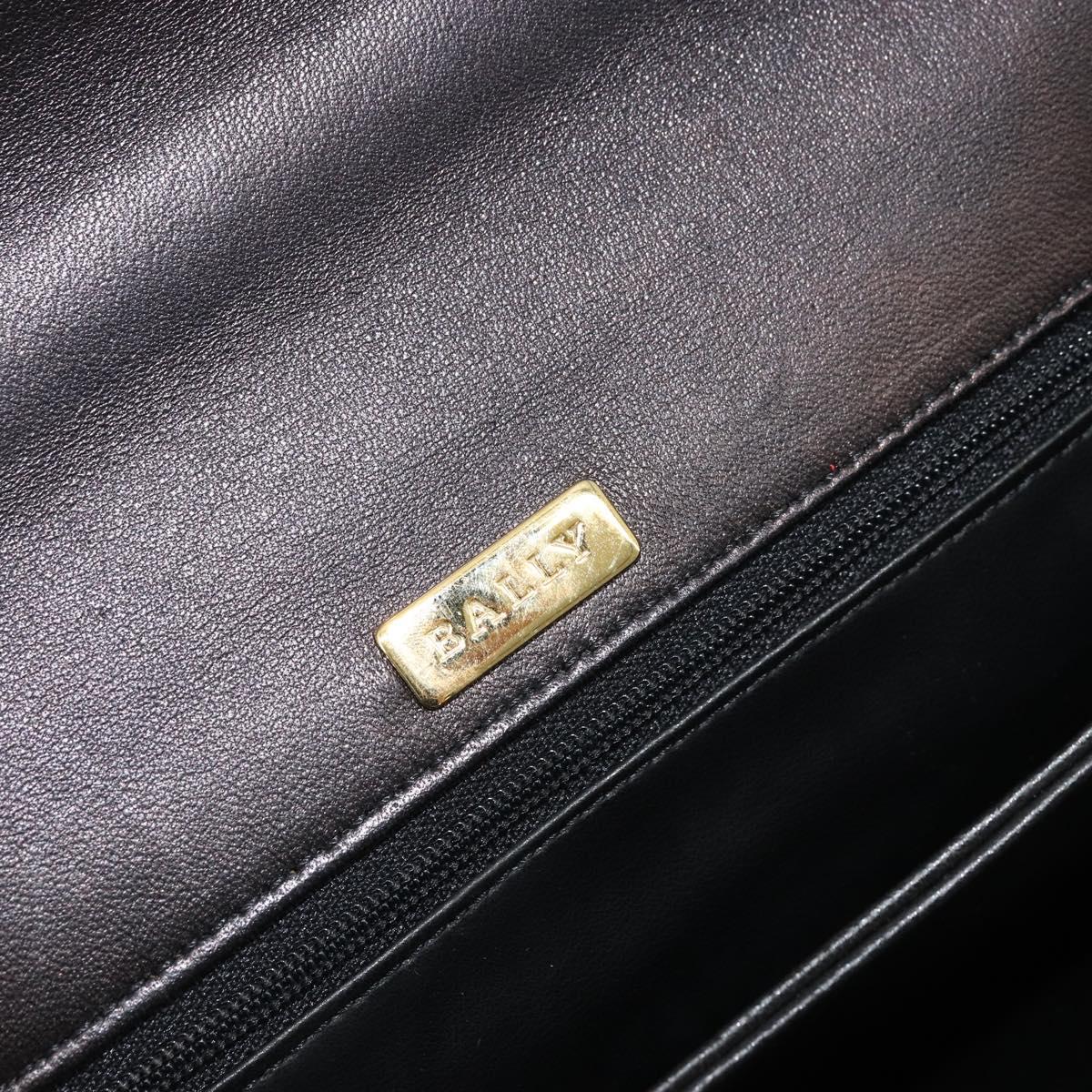 BALLY Quilted Hand Bag Leather 2way Black Gold Auth BA12213A