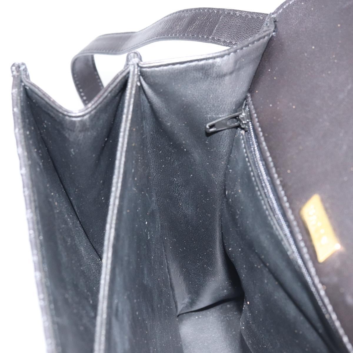 BALLY Quilted Hand Bag Leather 2way Black Gold Auth BA12213A