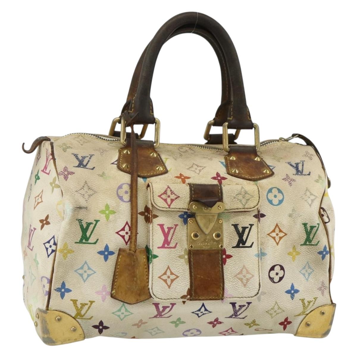 LOUIS VUITTON Monogram Multicolor Speedy 30 Bag White M92643 LV Auth BA12232