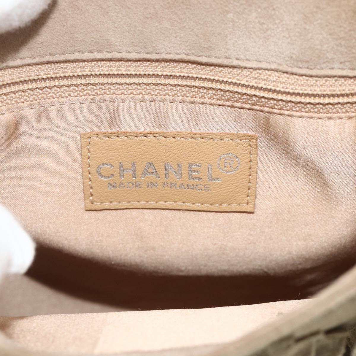 CHANEL Hand Bag Suede Beige Silver CC Auth BA12233
