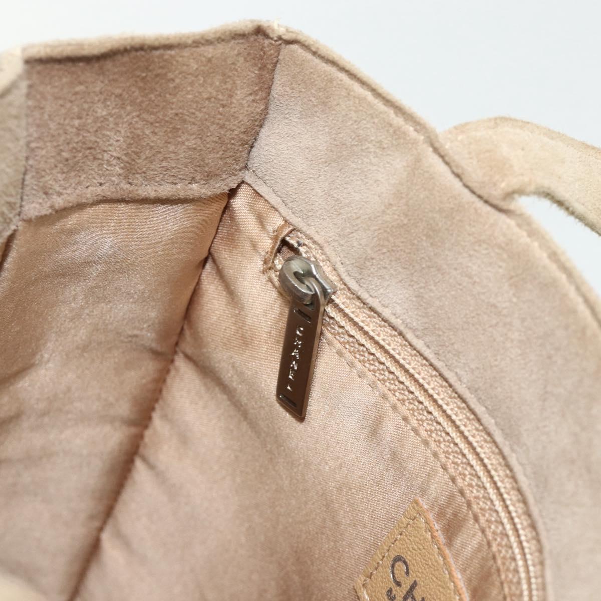 CHANEL Hand Bag Suede Beige Silver CC Auth BA12233