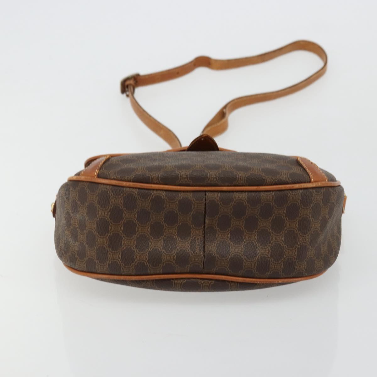 CELINE Macadam Canvas Shoulder Bag PVC Leather Brown Gold Auth BA12236