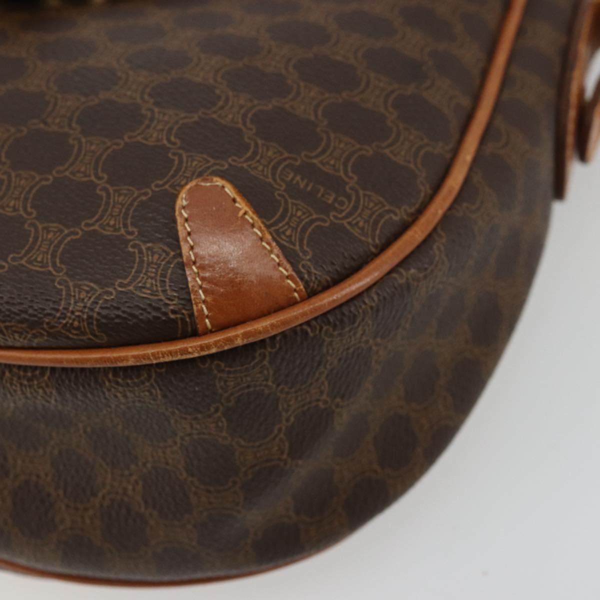 CELINE Macadam Canvas Shoulder Bag PVC Leather Brown Gold Auth BA12236