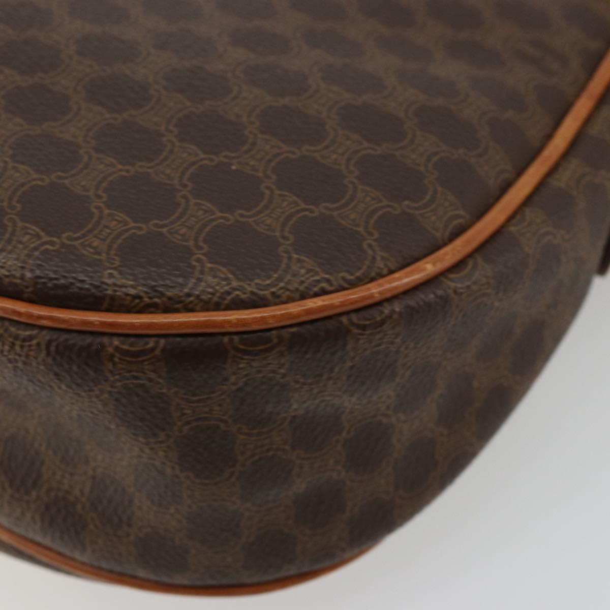 CELINE Macadam Canvas Shoulder Bag PVC Leather Brown Gold Auth BA12236