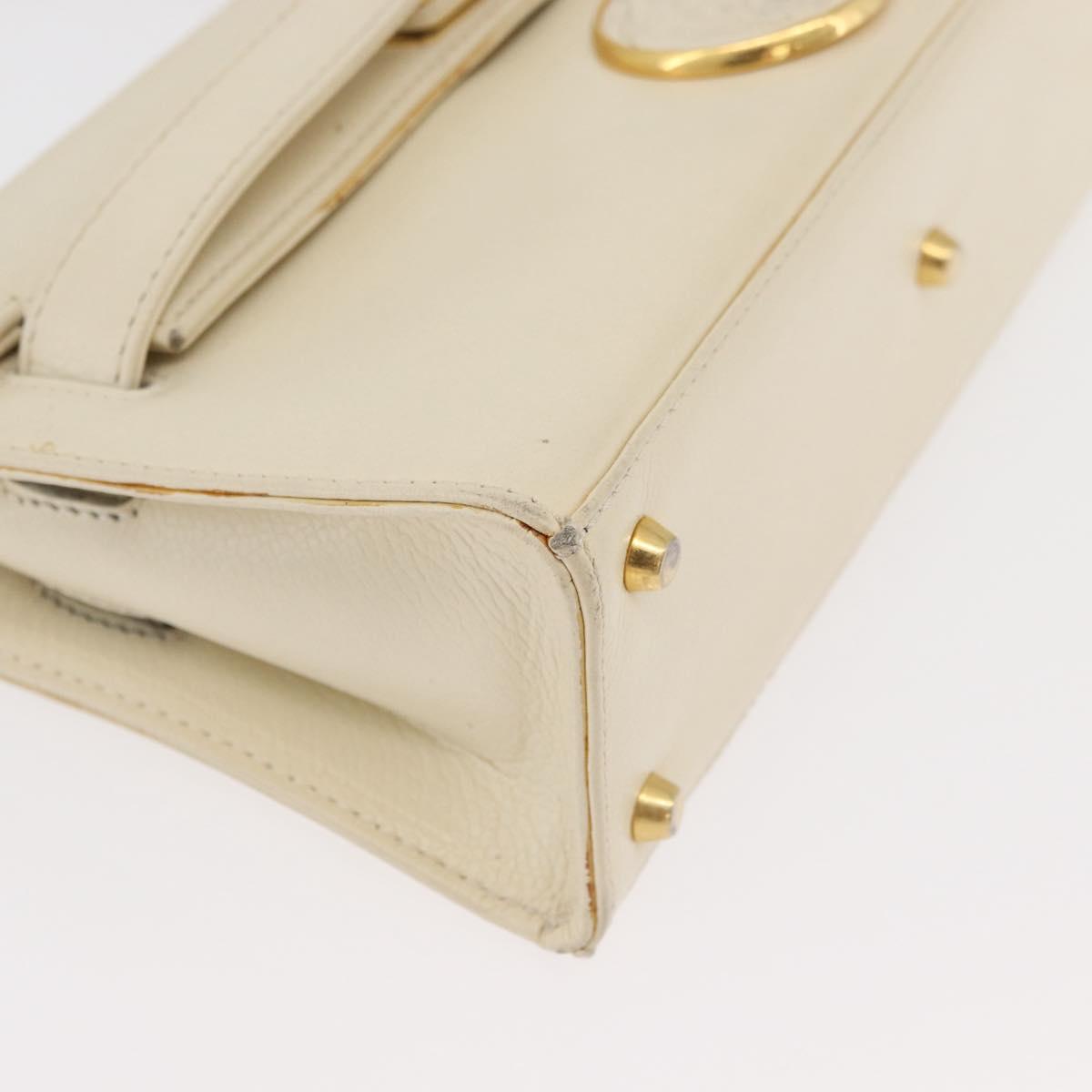 Gianni Versace Hand Bag Leather 2way White Gold Auth BA12237A
