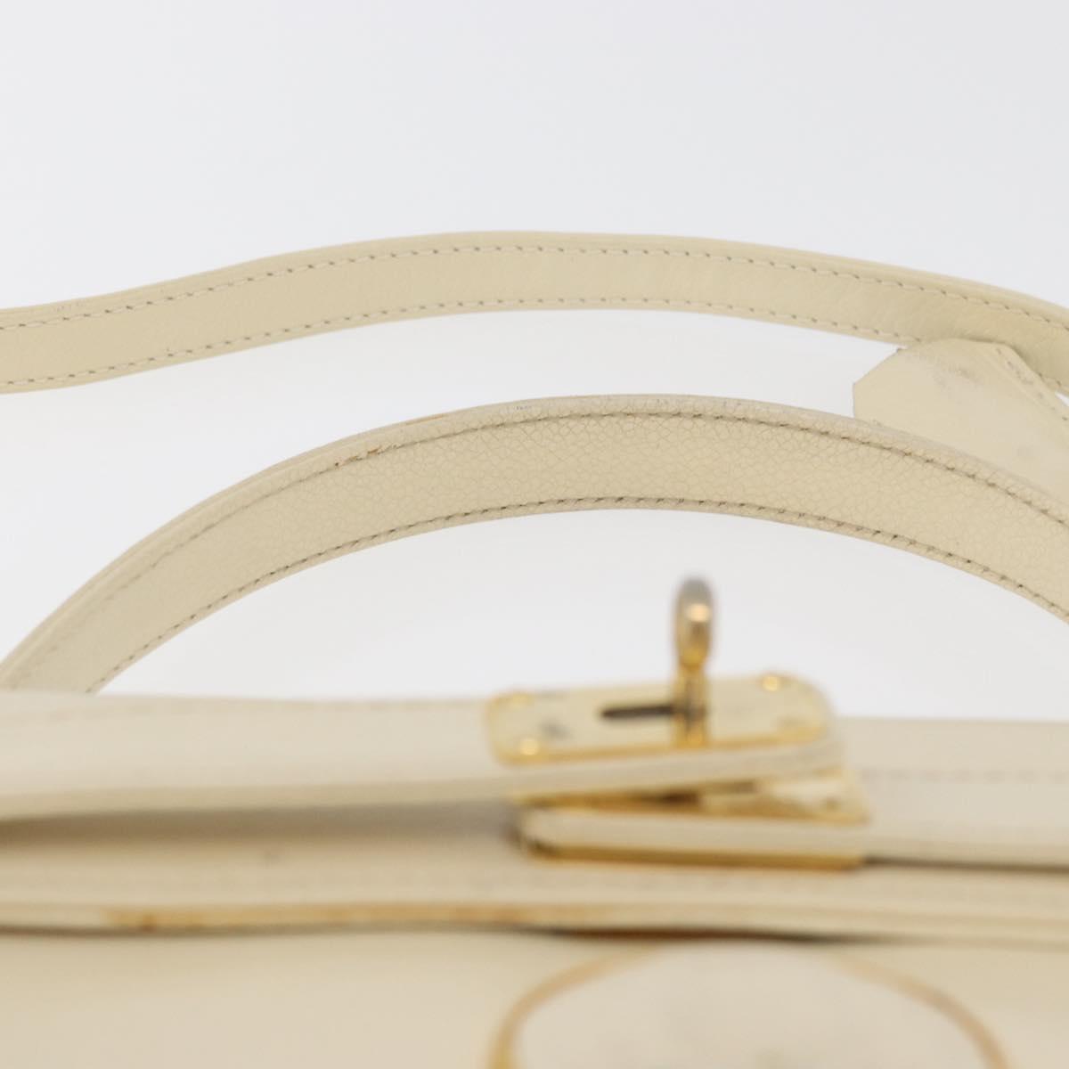 Gianni Versace Hand Bag Leather 2way White Gold Auth BA12237A