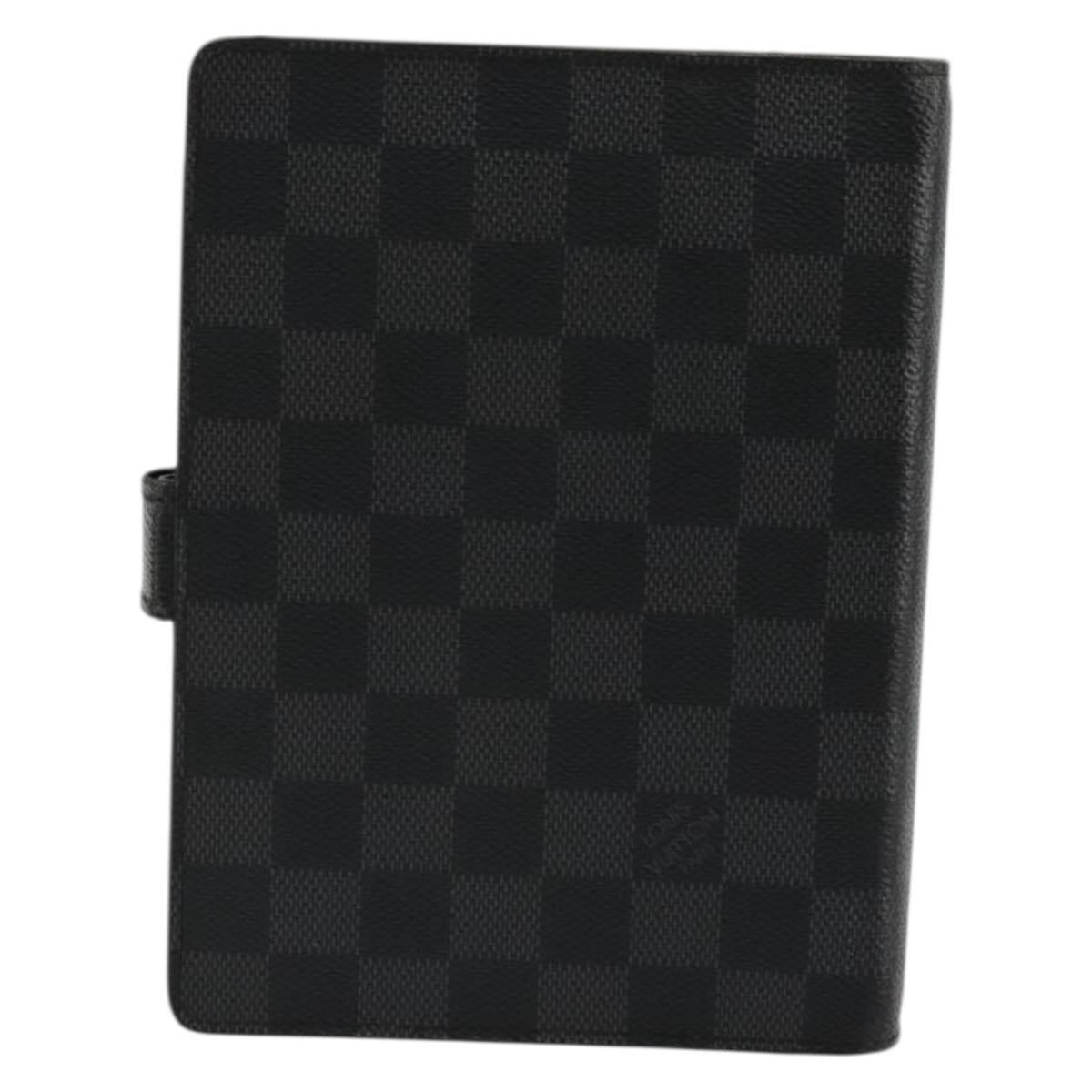 LOUIS VUITTON Damier Graphite Agenda MM Day Planner Cover R20242 LV Auth BA12241