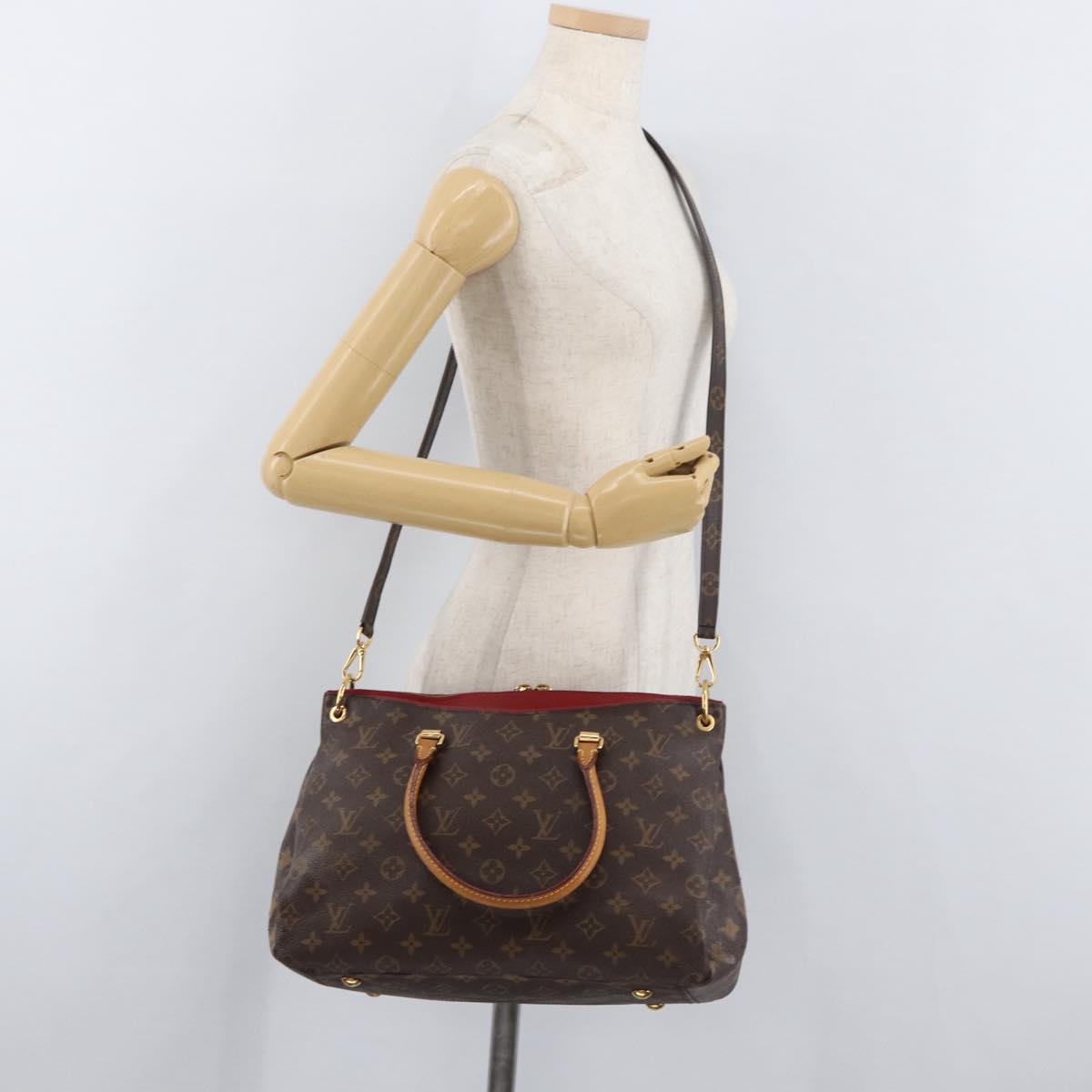 LOUIS VUITTON Monogram Pallas MM Hand Bag 2way Red M41175 LV Auth BA12249A