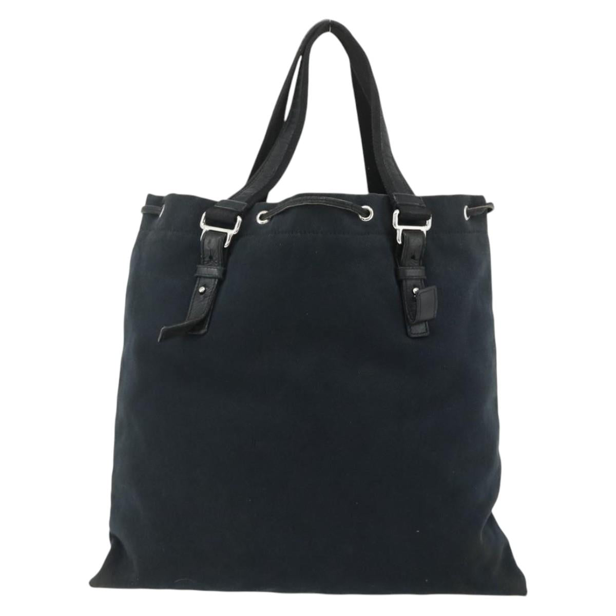 SAINT LAURENT Kahala Tote Bag Canvas Black Silver Auth BA12255
