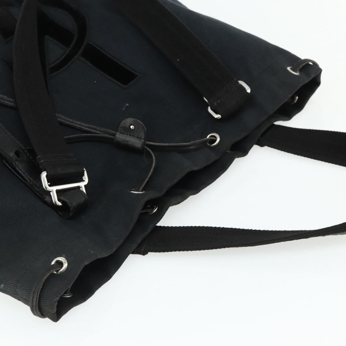 SAINT LAURENT Kahala Tote Bag Canvas Black Silver Auth BA12255