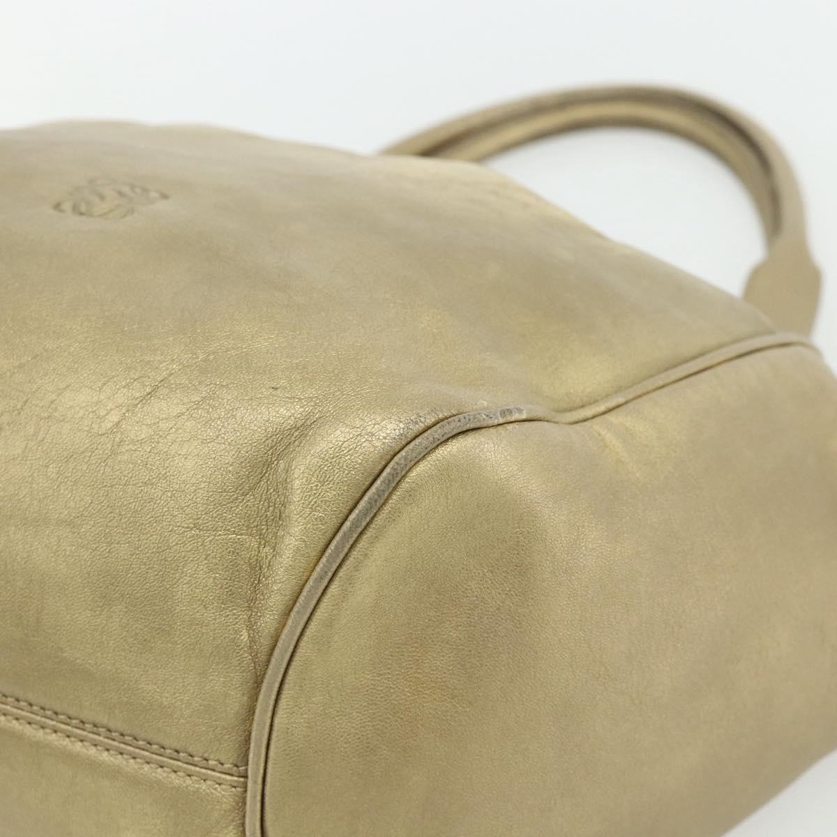 LOEWE Nappa Hand Bag Leather Gold Tone Auth BA12256