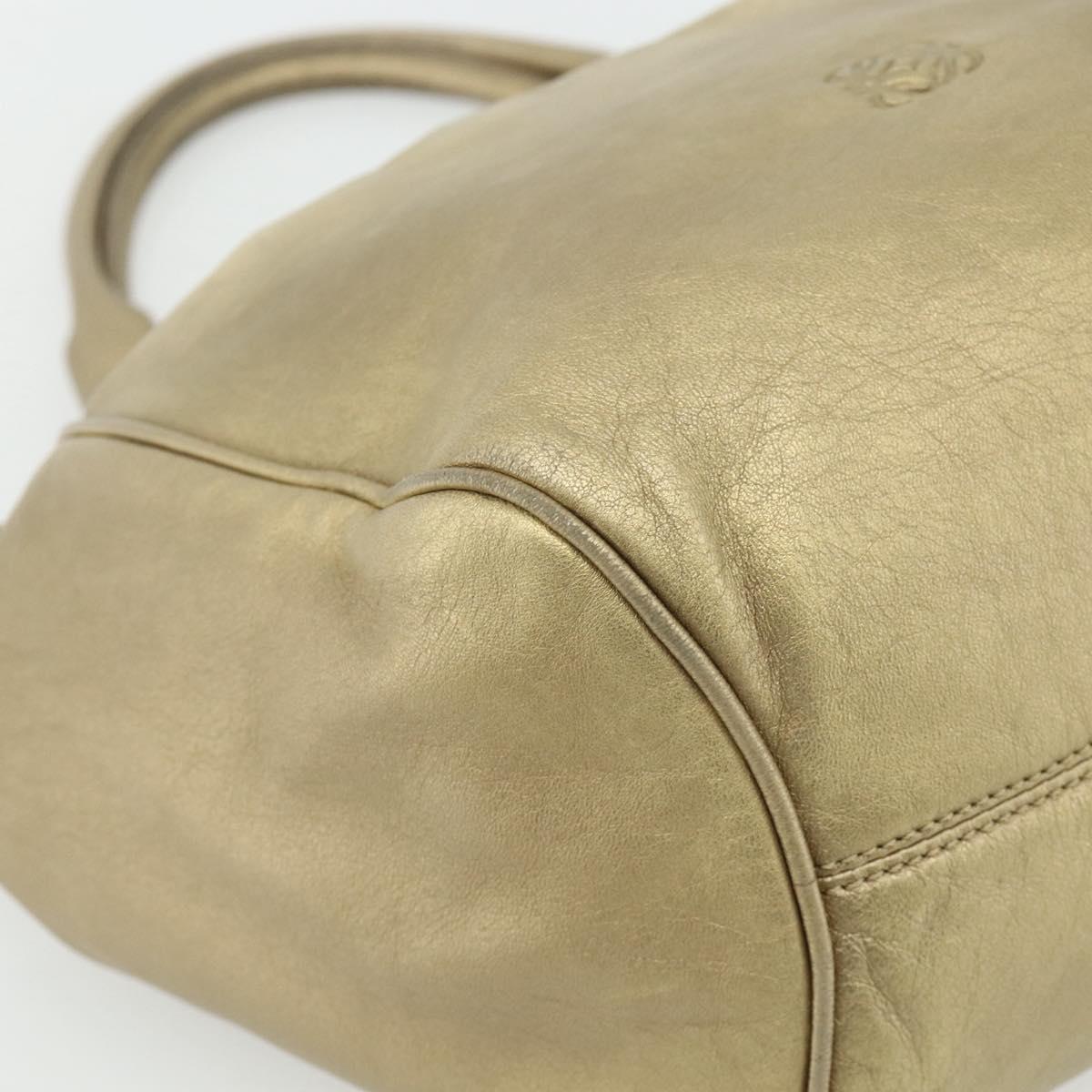 LOEWE Nappa Hand Bag Leather Gold Tone Auth BA12256