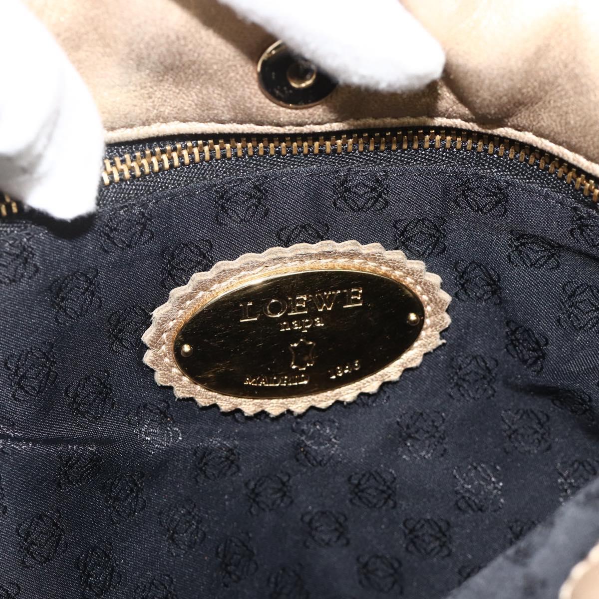 LOEWE Nappa Hand Bag Leather Gold Tone Auth BA12256