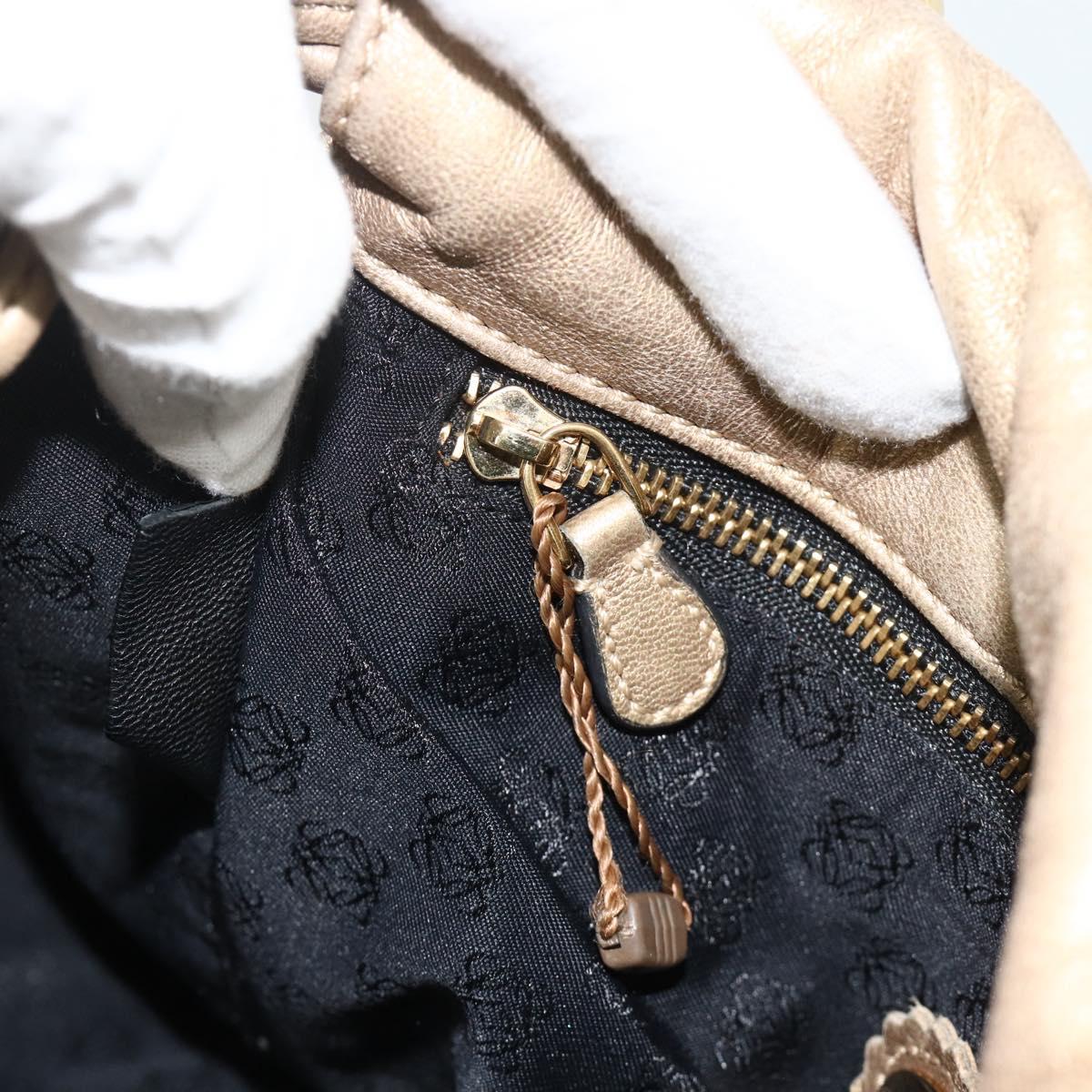 LOEWE Nappa Hand Bag Leather Gold Tone Auth BA12256