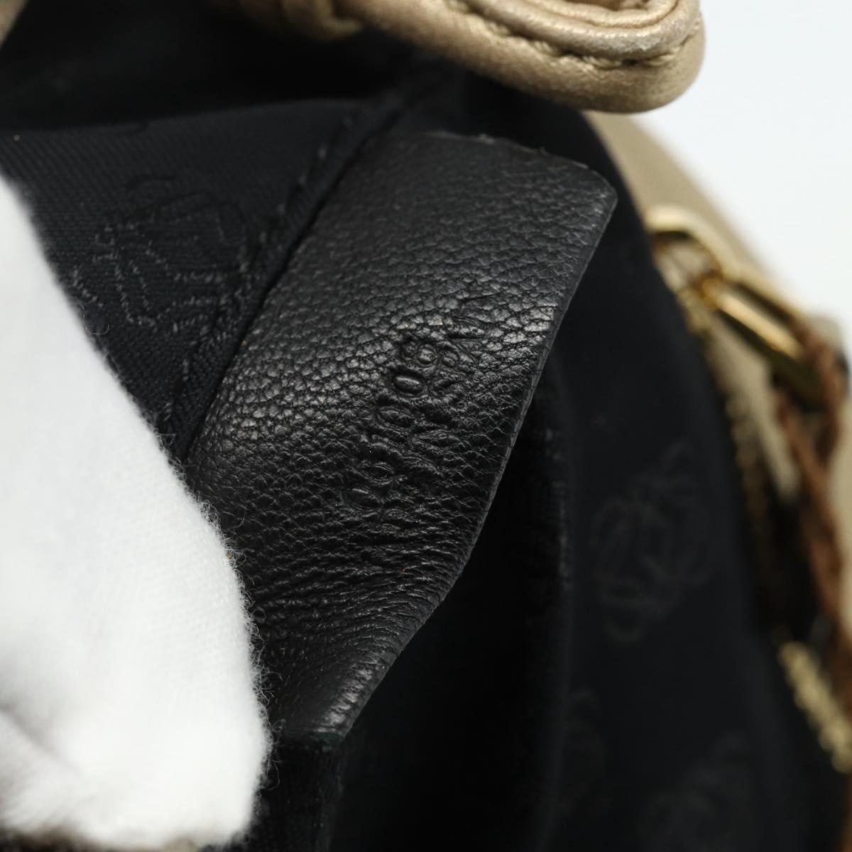 LOEWE Nappa Hand Bag Leather Gold Tone Auth BA12256